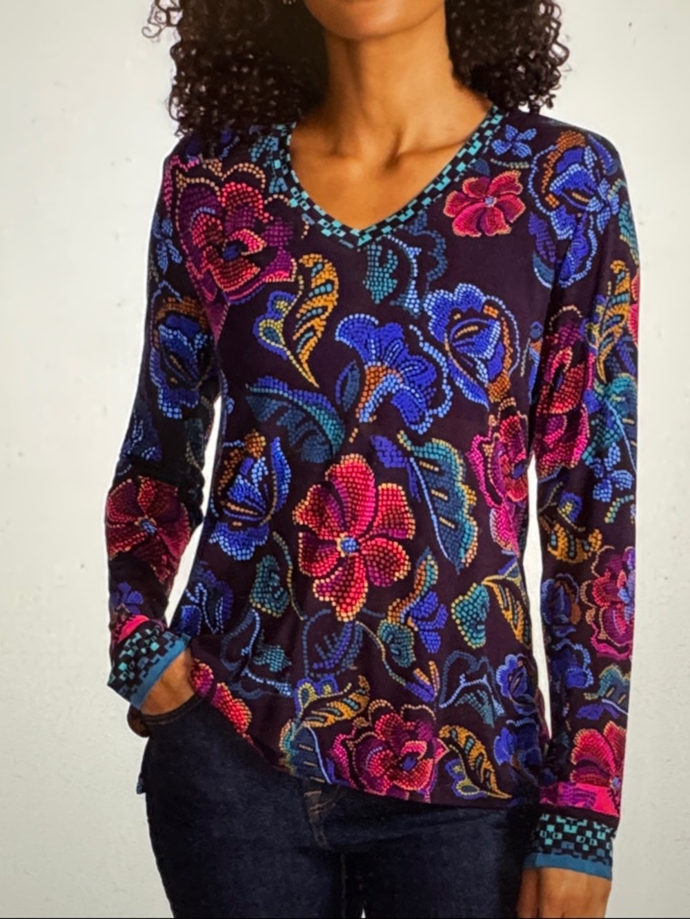 Johnny Was The Janie V-Neck Long Sleeve Top